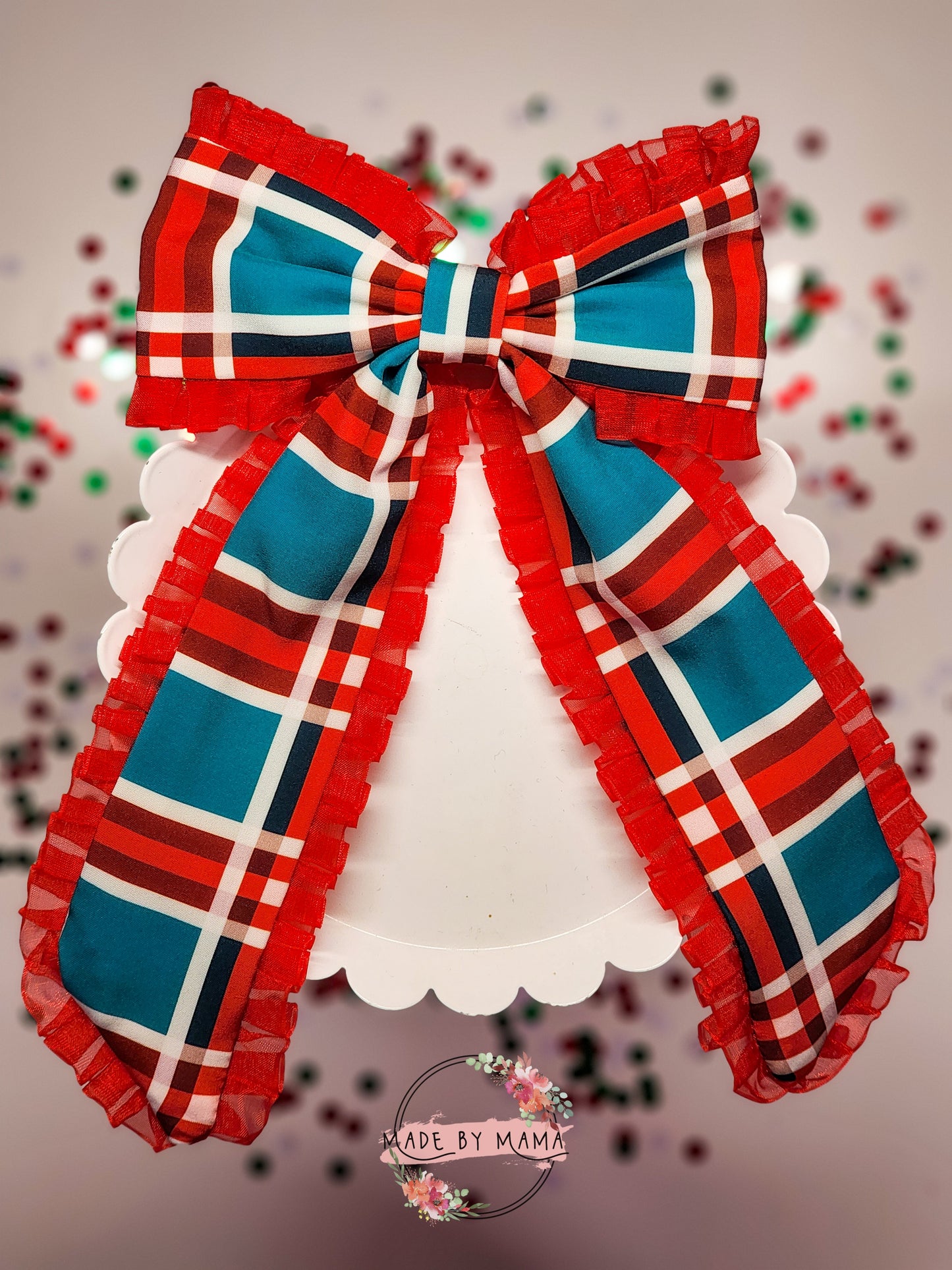 Christmas Plaid Long Tail Bow