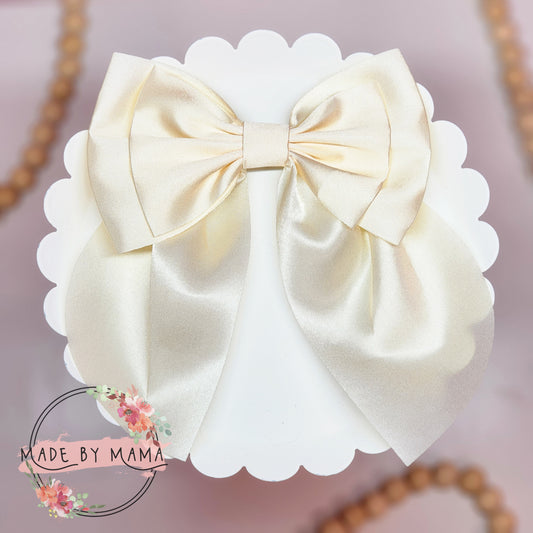 Ivory Satin Coquette Bow
