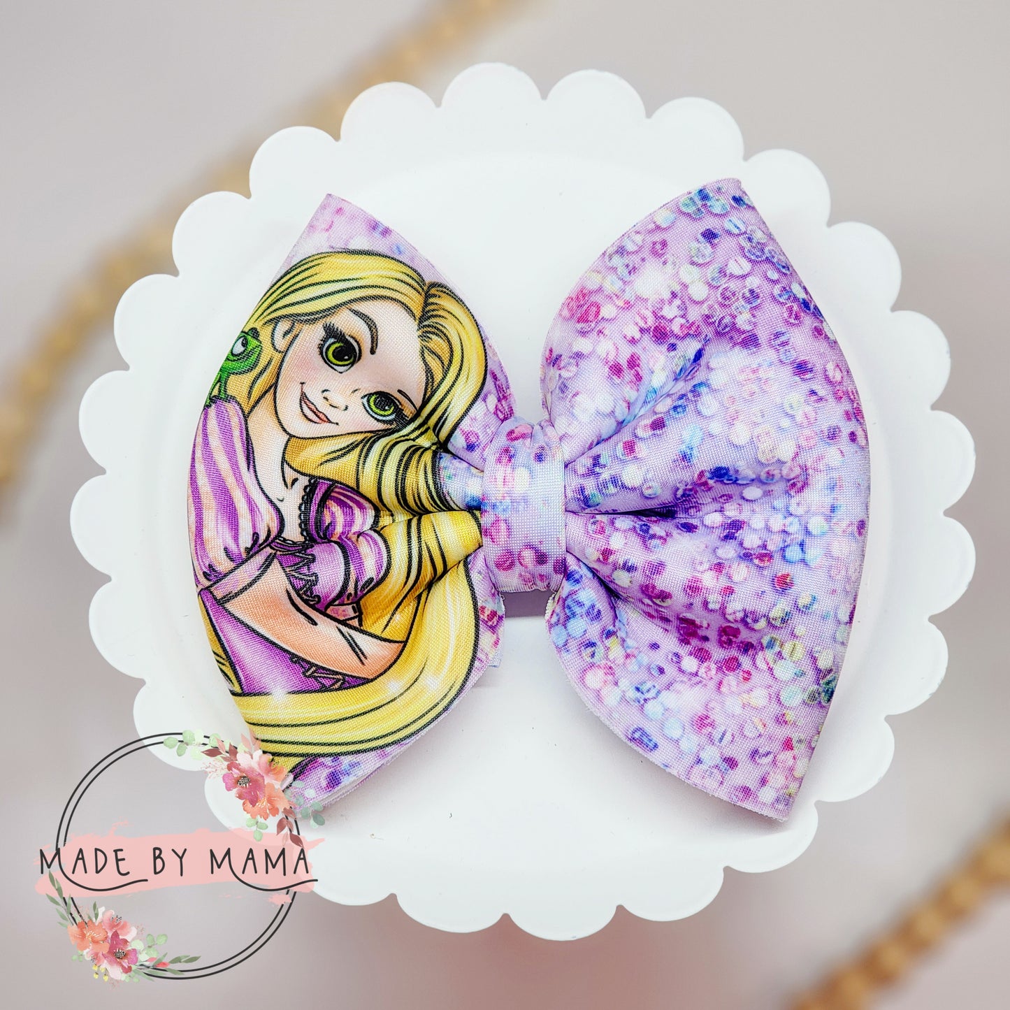 Long Hair Princess Glitter Scuba Bow