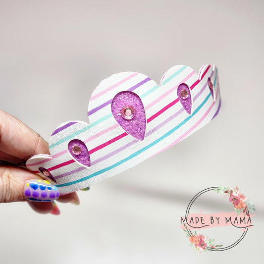 Purple Stripes Crown with Jewels