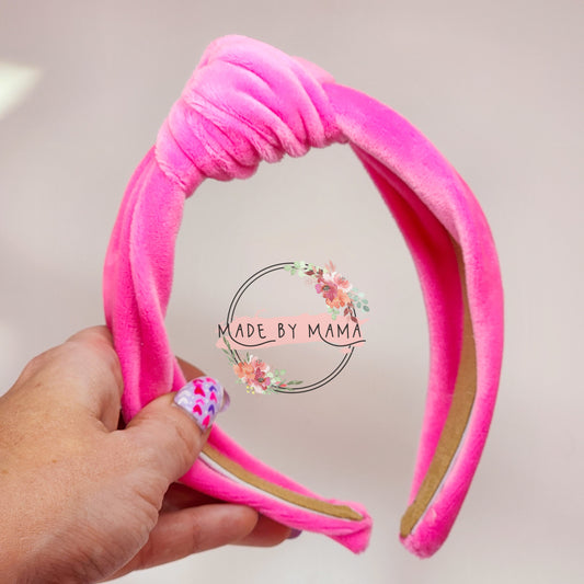 Pink Plush Top Knot Headband