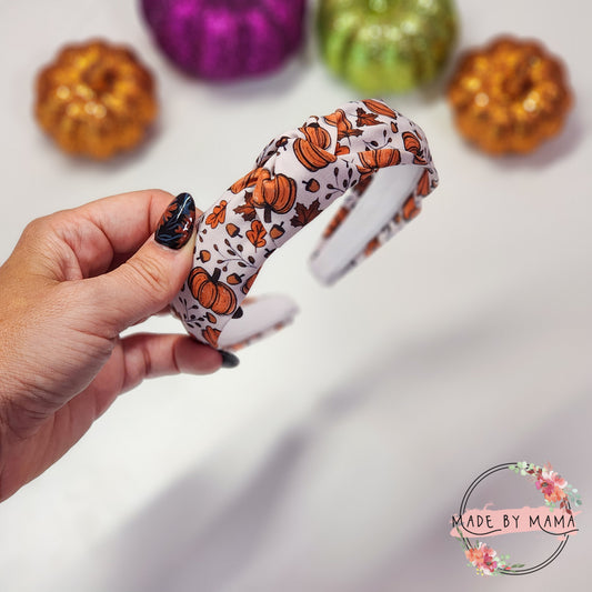 Fall Time Pumpkins Top Knot Headband