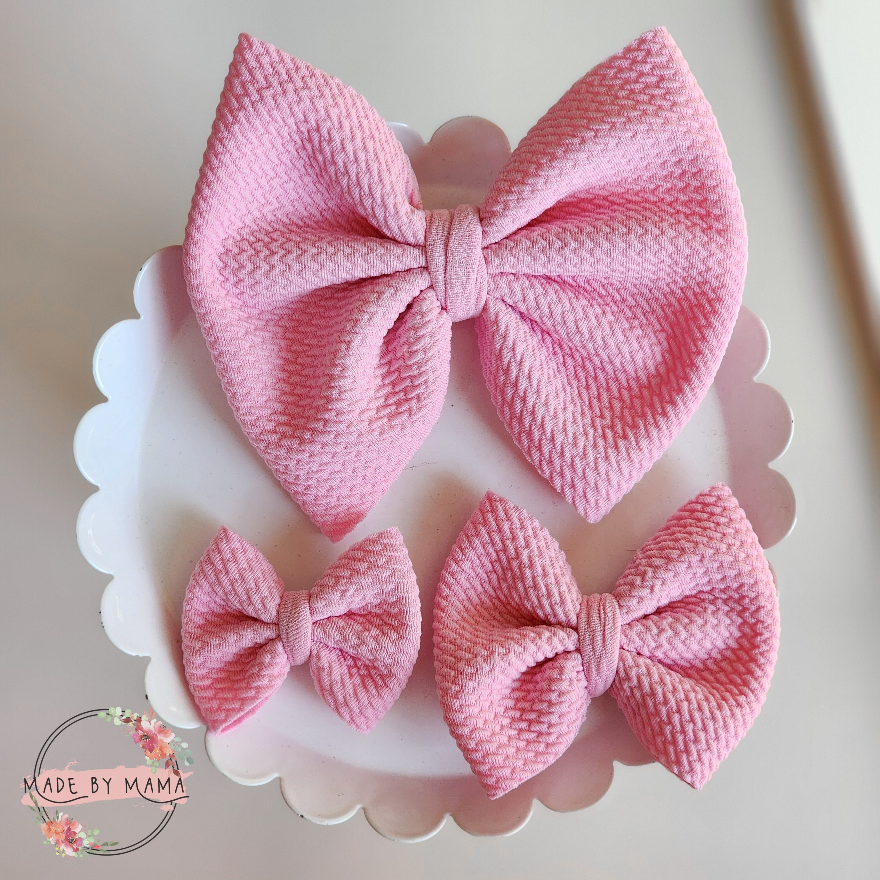 Bullet Bows Stack Powder Pink Bullet Bows – Made by Mama Bows