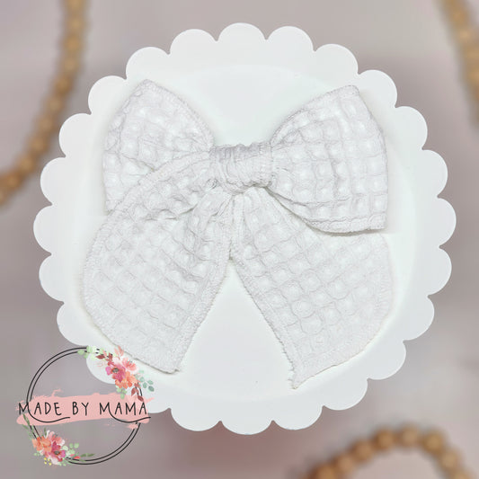 White Waffle Handtied Bow