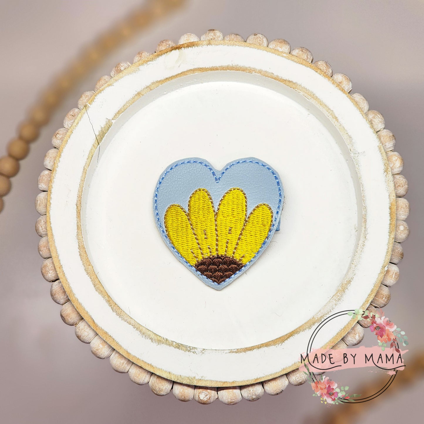 Blue Floral Heart Feltie