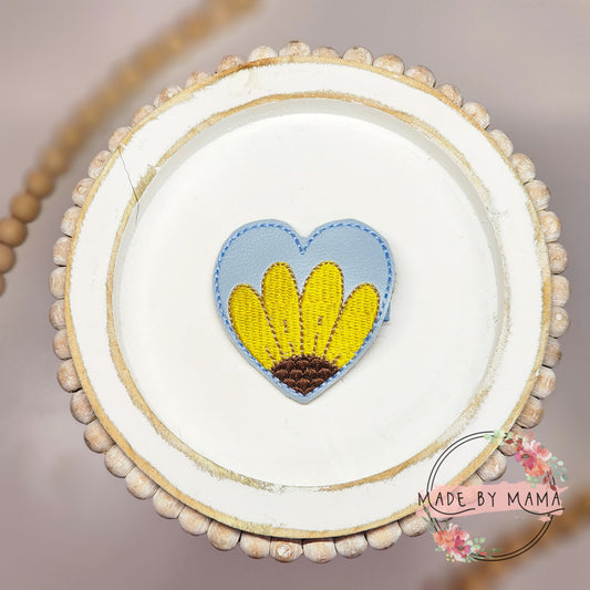Blue Floral Heart Feltie