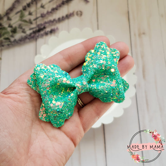 Green Glitter Bow