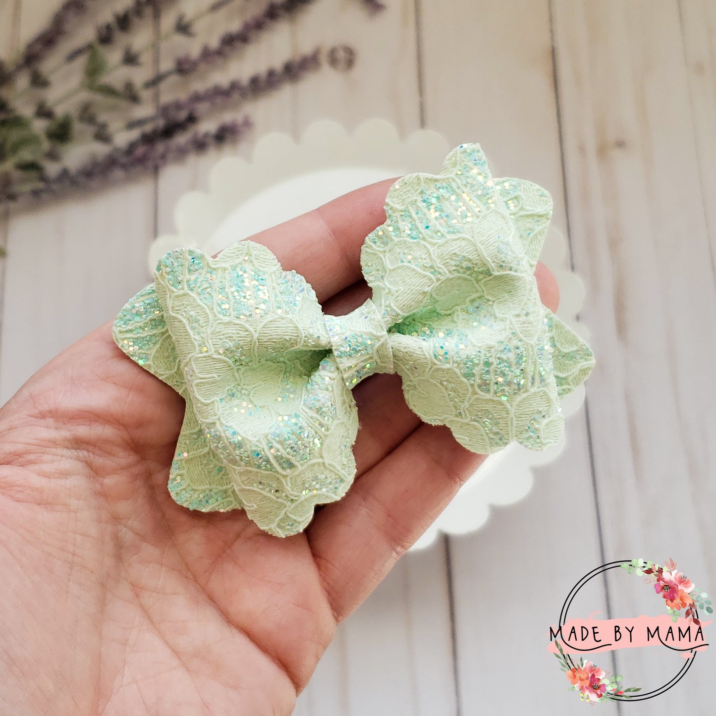 Seafoam Lace Bow