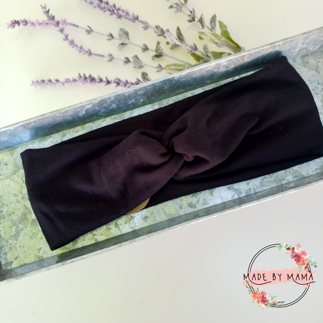 Solid Black Twist Headband