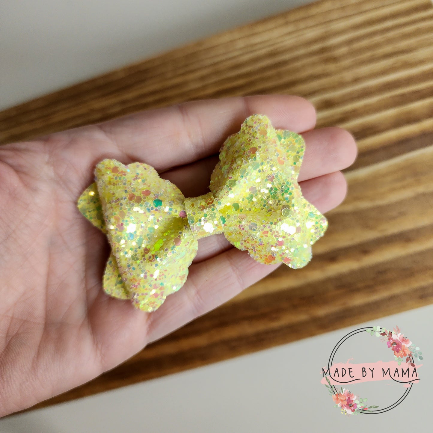 Soft Yellow Glitter Bow