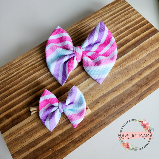 Pink Stripes Bullet Bow