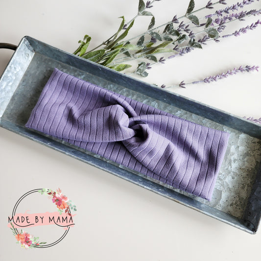 Dark Lavender Ribbed Twist Headband