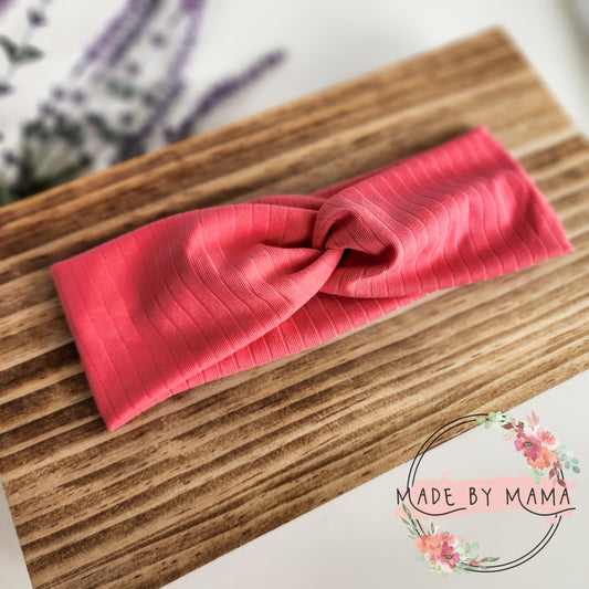 Ribbed Coral Twist Headband