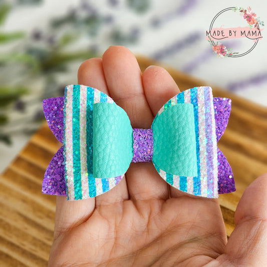 Cool Colored Glitter Stripes Bow